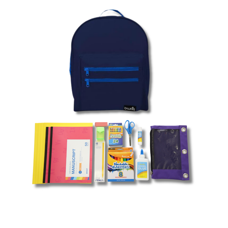 Wholesale PreK - Kindergarten Essentials Kit (49 Items per Kit) in 16" Classic Backpack