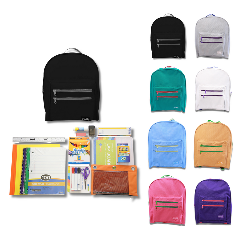 Wholesale 1st-5th Grade Deluxe Kit (62 Items per Kit) in 16" Classic Assorted Backpacks