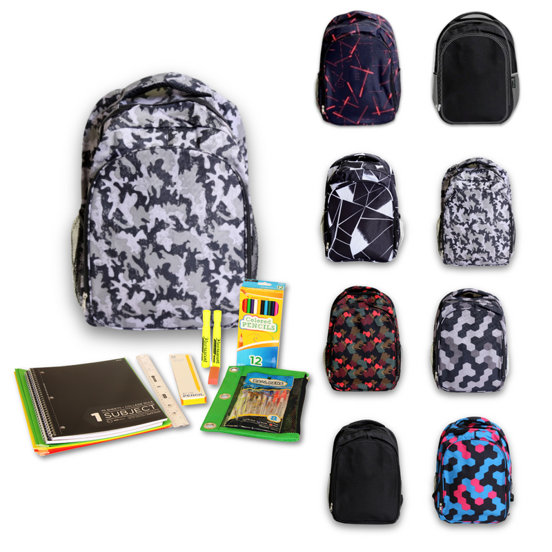 Wholesale 6th-12th Grade Essentials Kit (24 Items per Kit) in 17" Intermediate Backpack