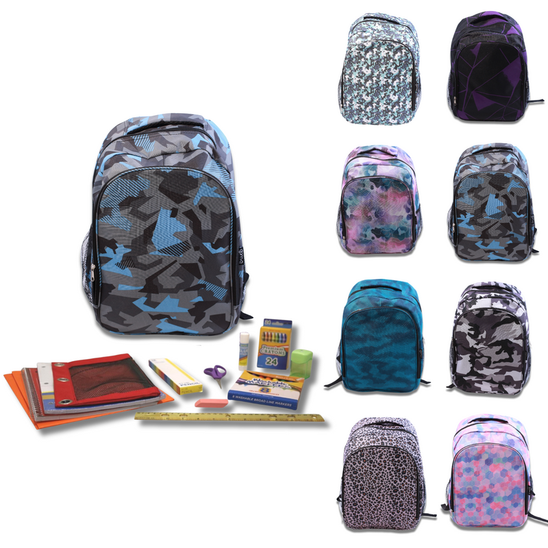 Wholesale 1st-5th Grade Essentials Kit (54 Items per Kit) in 17" Intermediate Backpack