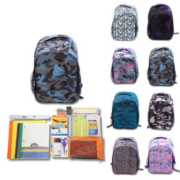 Wholesale 1st-5th Grade Deluxe Kit (62 Items per Kit) in 17" Intermediate Backpack