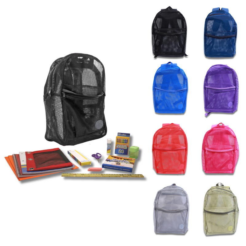 Wholesale 1st-5th Essentials Student Kit (54 Items per Kit) in 17" Mesh Backpack