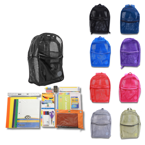 Wholesale 1st-5th Grade Deluxe Kit (62 Items per Kit) in 17" Mesh Backpack