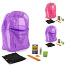 18" Mesh Purple and Pink Backpacks with Elementary School Supplies Kit