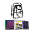 Clear Black Backpack with Elementary School Supplies Kit