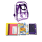  Clear Purple Backpack with Elementary School Supply Kit