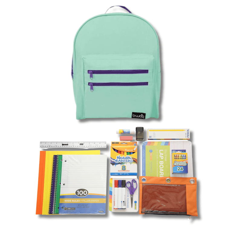 Mint Berry Backpack with Elementary School Supplies Kit