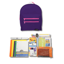 Purple Pink Backpack with Elementary School Supplies Kit