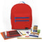 Superhero Red Backpack with Elementary School Supplies Kit