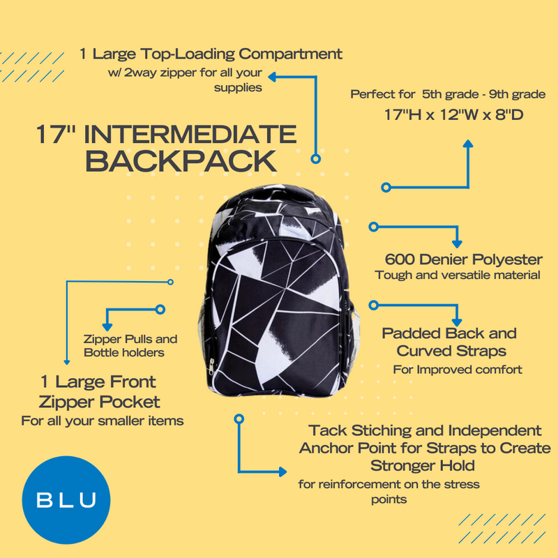 17" Intermediate Backpacks – School Supplies