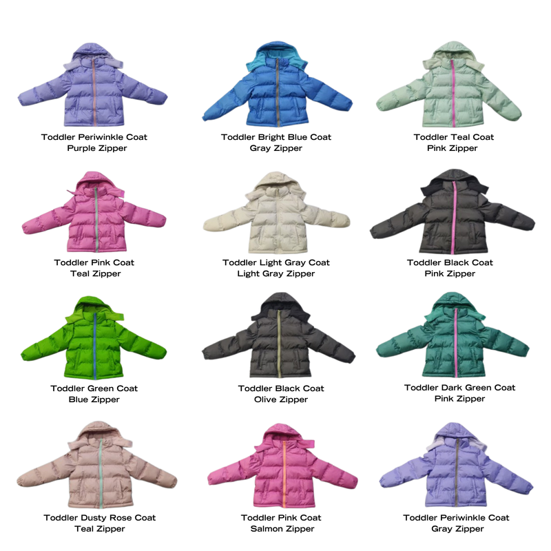 Child Coats ($18 to $20 per Coat | 12 per Case) Assorted Colors