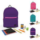 16" Purple, Pink, Cyan Backpacks with Student Essentials Kit