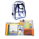 Clear Blue Backpack with Elementary School Supply Kits
