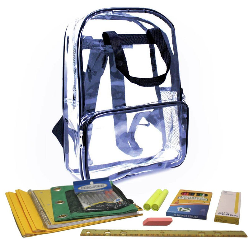 Clear Blue Camo Backpack with Elementary School Supply Kits