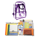 Clear Purple Backpack with Elementary School Supply Kit