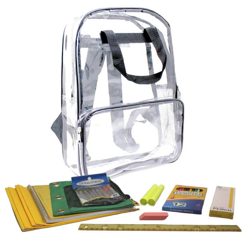 Clear White Camo Backpacks with Elementary School Supply Kits