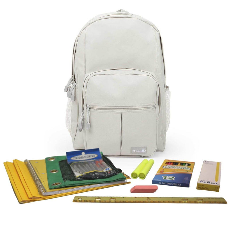 Cool Gray School Supplies Kit with Elementary School Supplies Kit