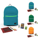 Cyan, Forest Green, Tangerine Backpacks with Elementary School Supply Kits