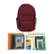 Dark Red Backpack with Elementary School Supplies Kit