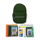 Forest Green Backpack with Elementary School Supplies Kit
