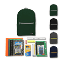Green Black Grey Navy Backpacks 6 pack with Elementary School Supplies Kits