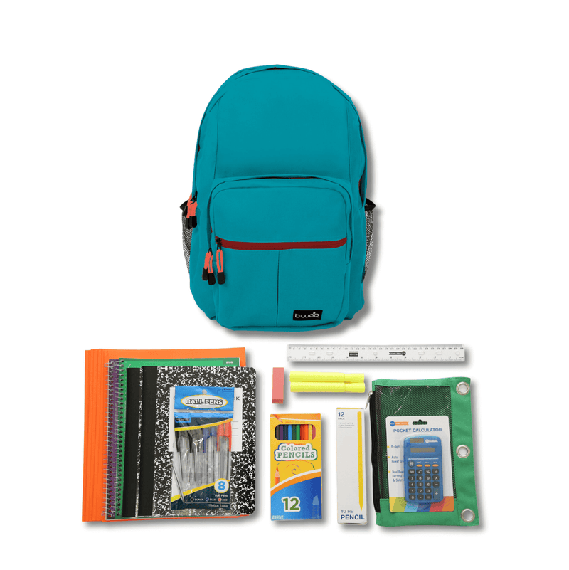 Wholesale Ocean Blue Backpack with Elementary School Supplies Kit
