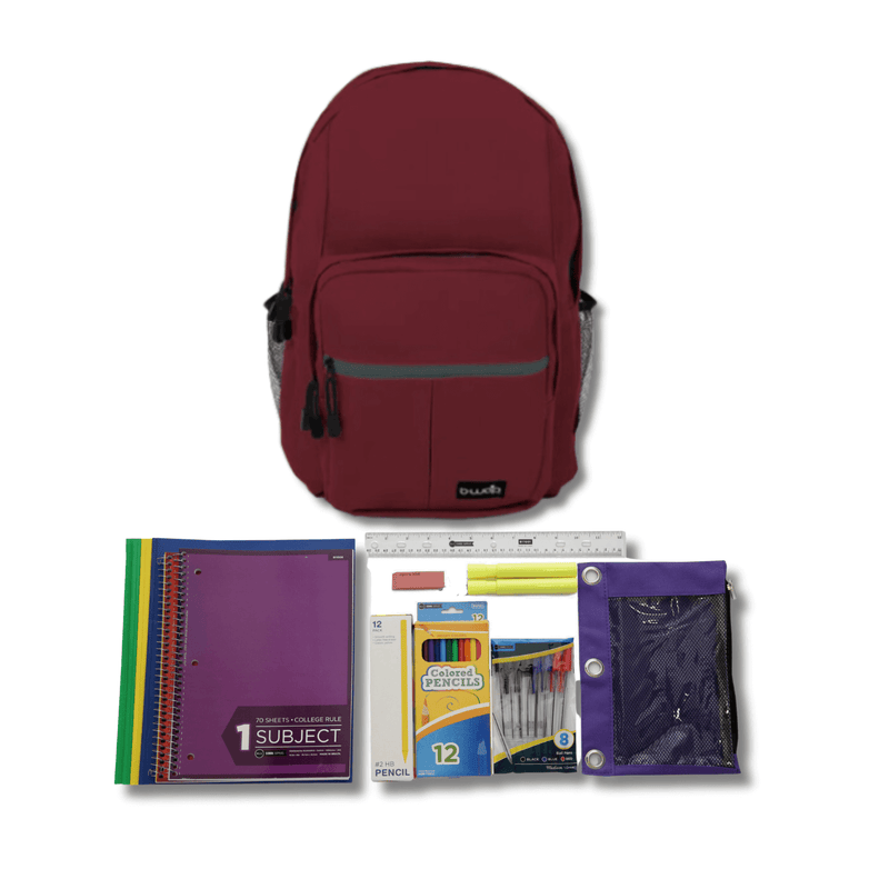 School Spirit Backpack with Elementary School Supplies Kit