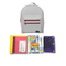 Silver Red Backpack with Elementary School Supplies Kit