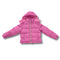 Pink children's wholesale bulk puffer jacket on a white background