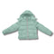 Light green wholesale bulk puffer jacket on a white background