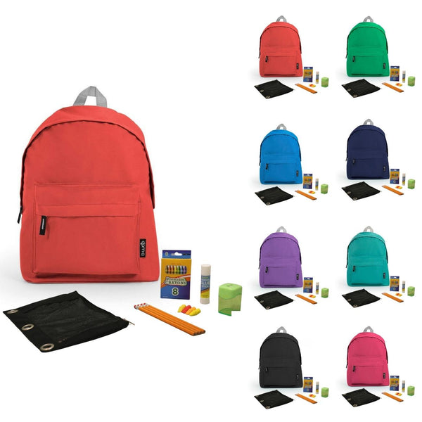 Wholesale Student Base Kit (21 Items per Kit) in Colored 15" Economy Backpacks
