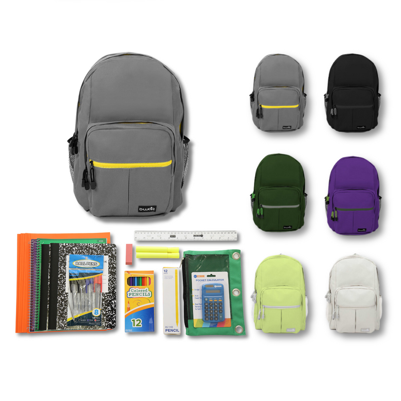 Wholesale 6th-12th Grade Deluxe Kit (46 Items per Kit) 18'' Assorted Color Territory Backpacks