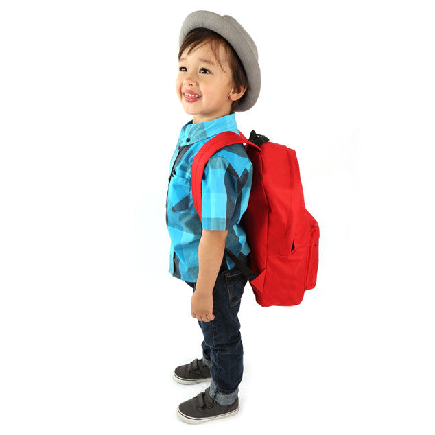 Youth Wholesale Red 15 inch Economy Backpacks Sold in Bulk 